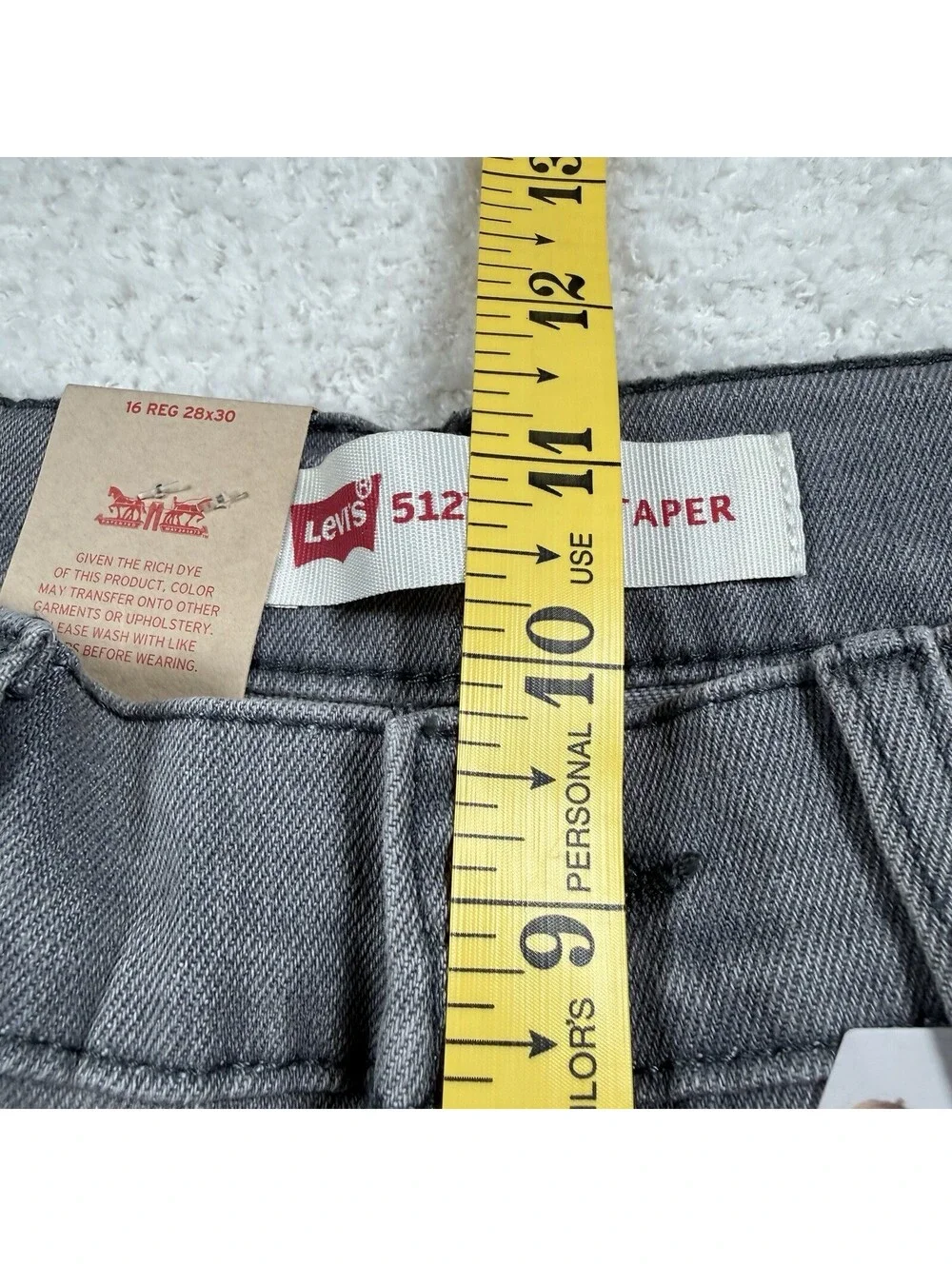 Levi’s 512 Slim Taper Jeans Boys 16 Reg 28x30 Gray Stretch NWT